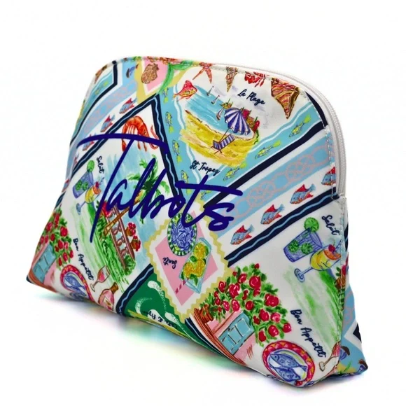 Talbots NWT Makeup Cosmetic Travel Zipper Bag Scenic Print Pouch - Picture 6 of 10